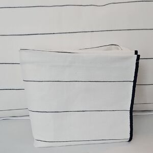 Studio 3B Ivory Navy Strip Linen-Cotton King Pillow Sham Set